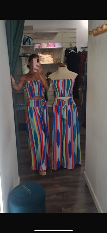 conjunto top tonos azules