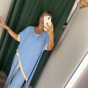 conjunto camisa larga celeste