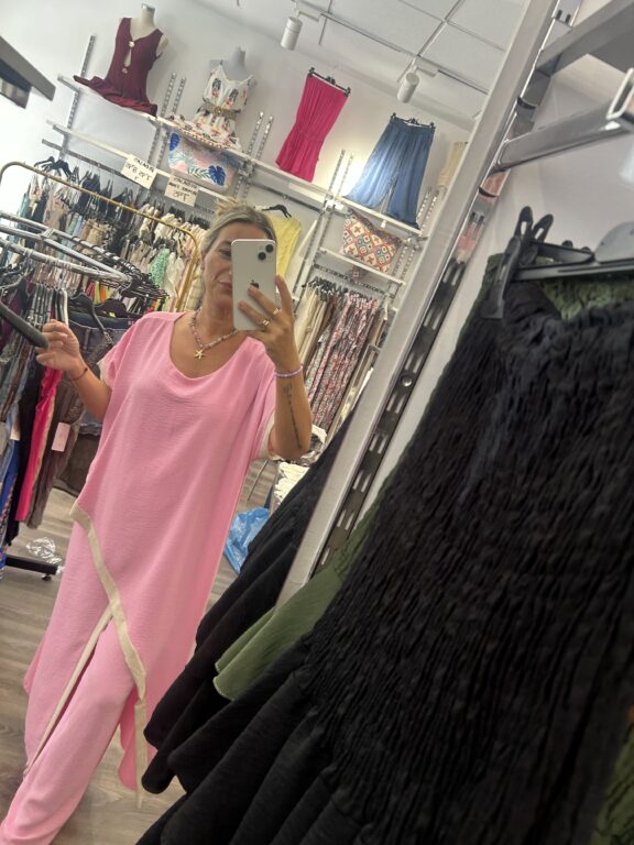 conjunto rosa camisa larga