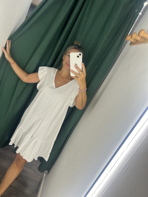 vestido algodon corto blanco