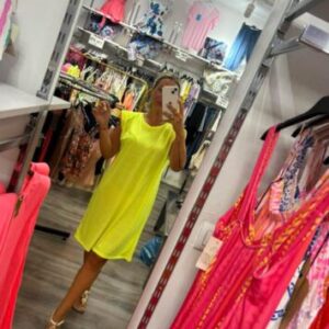vestido amarillo fluor corto