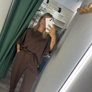 conjunto zara marron chocolate