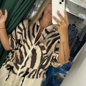 bomber animal print marron