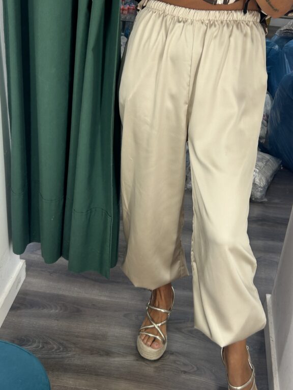 pantalon saten  beige