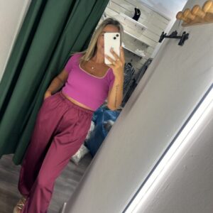 pantalon saten burdeos