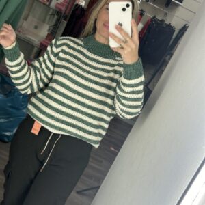 jersey verde y blanco rayas fina chenilla