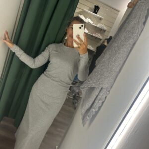 vestido algodon gris