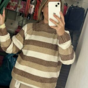 jersey marron chenilla rayas