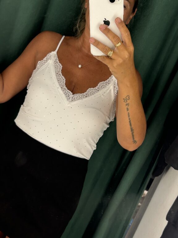 body con brillo blanco
