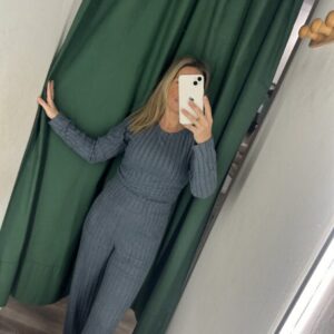 conjunto azul corto boton