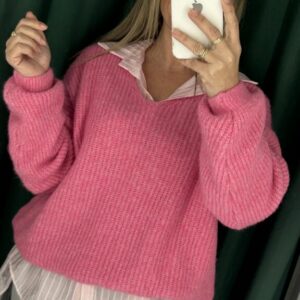 jersey rosa fucsia cuello pico nuevo