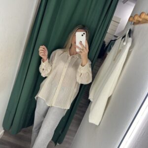 camisa beige rayas blanca nueva