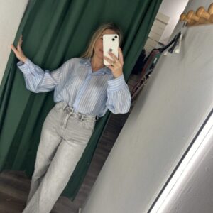 camisa celeste rayas blanca