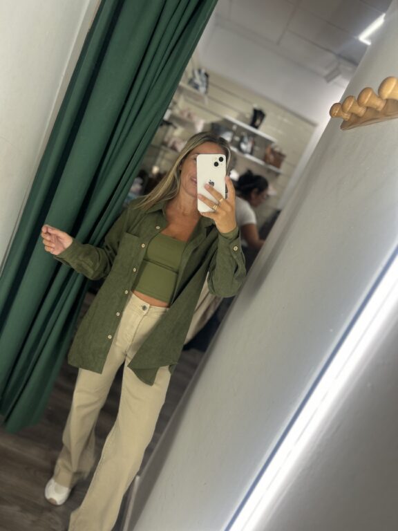 camisa pana fina verde