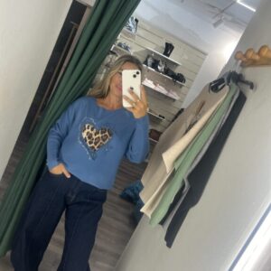 jersey corazon leopardo celeste