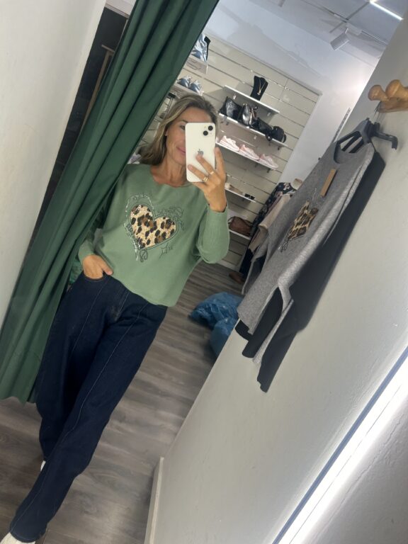 jersey corazón leopardo verde