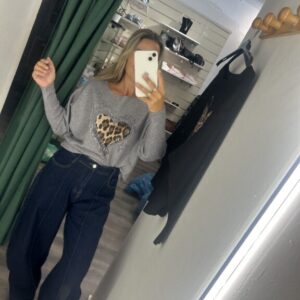 jersey corazon leopardo gris
