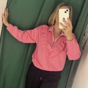 Sudadera volante rosa fuerte