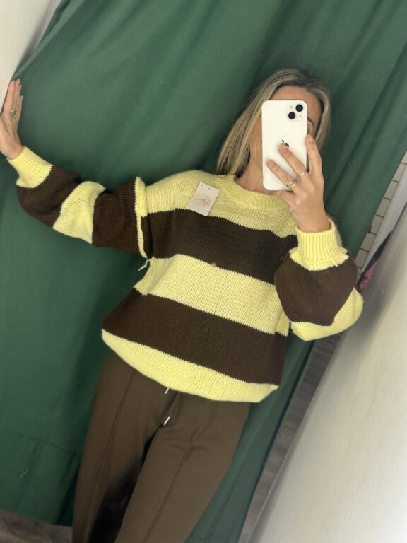 Jersey rayas marrón y amarillo