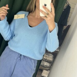 Jersey punto pico celeste nuevo