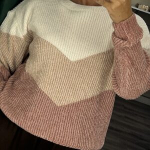jersey chinilla rosa y blanco