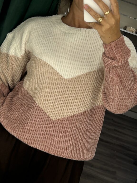 jersey chinilla rosa y blanco