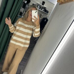 conjunto punto rayas camel