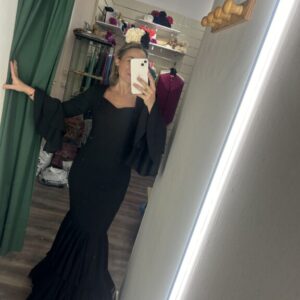 vestido flamenca negro escote corazon