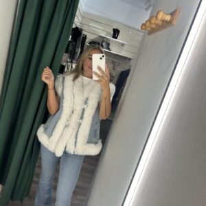 chaleco vaquero pelos blanco oversize
