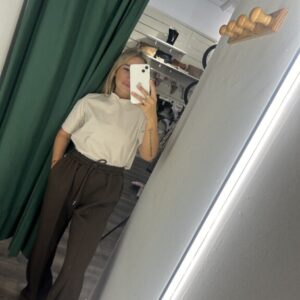 pantalon pierna ancha marron chocolate zara