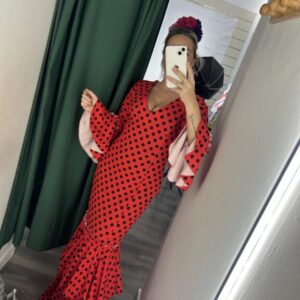 Vestido flamenca rojo lunares negros (promoción)