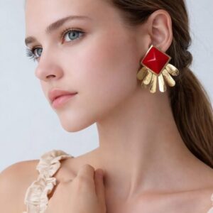 pendientes piedra roja