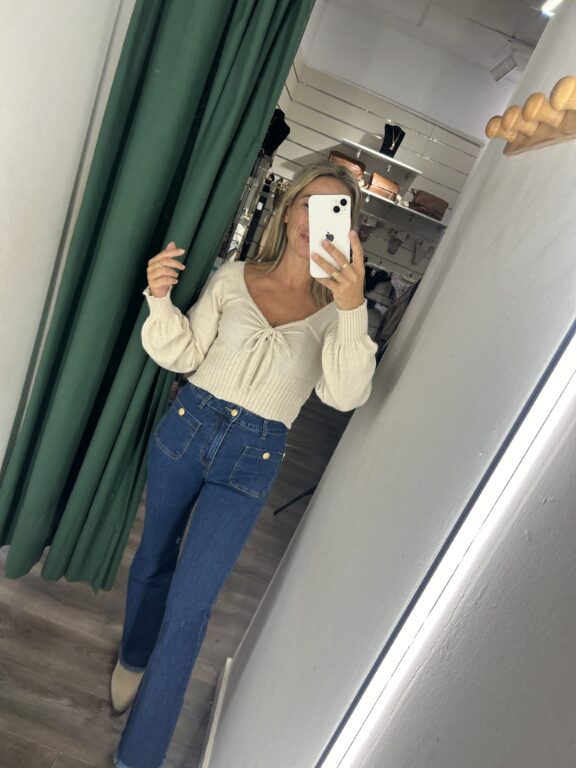 jersey punto beige lazo