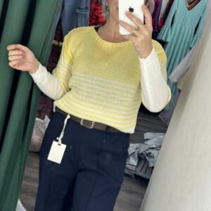 jersey amarillo rayas blanca fina hilo