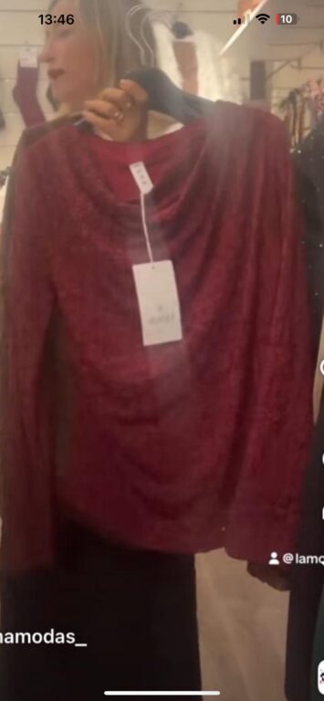 camiseta encaje burdeos