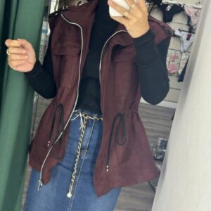 chaqueta sin mangas antelina burdeos