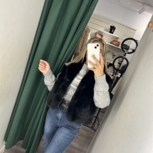 chaleco pelo negro sin mangas