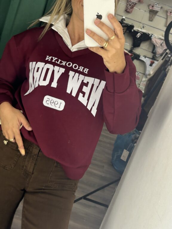 sudadera new york burdeos