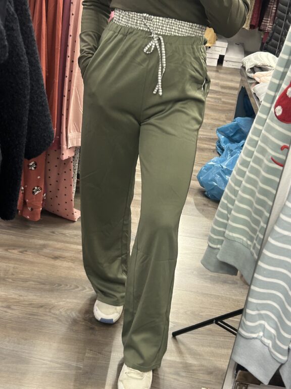 pantalon sport verde cintura cuadros