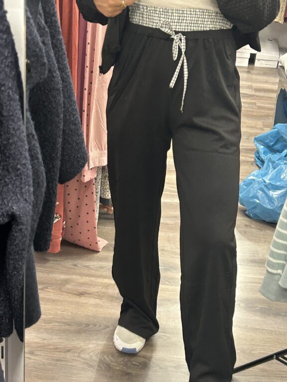 pantalon sport negro cintura cuadro