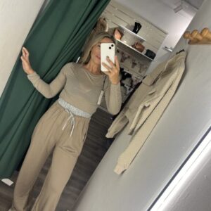 pantalon sport camel cintura cuadro