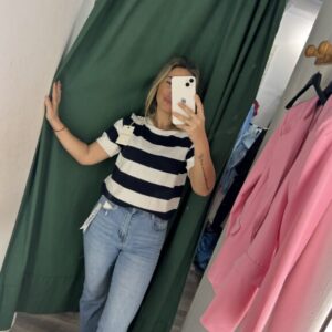 camiseta punto raya azul marino