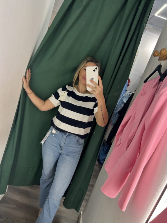 camiseta punto raya azul marino