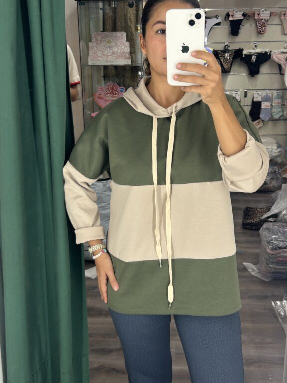 sudadera verde y beige diana