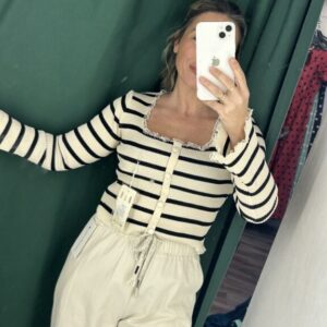 jersey raya beige y negro canale