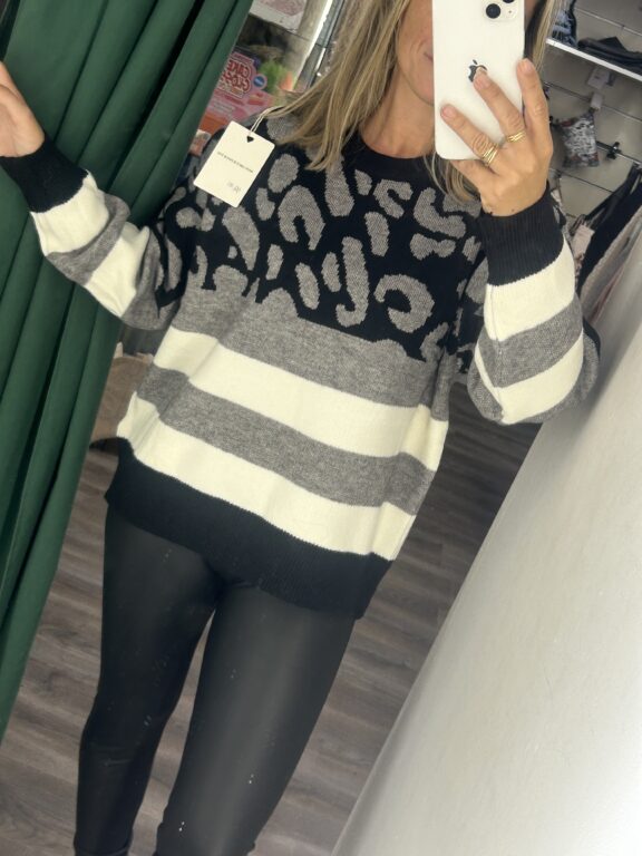 Inicio jersey animal print negro y gris