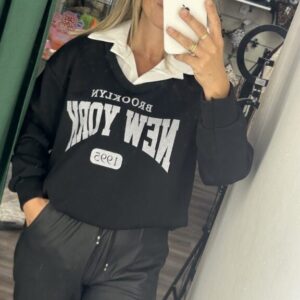 sudadera new york negra con camisa