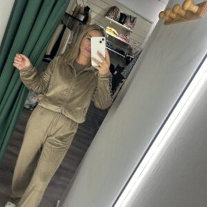 chandal promo terciopelo camel