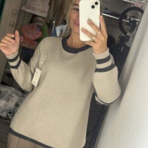 jersey beige raya manga gris