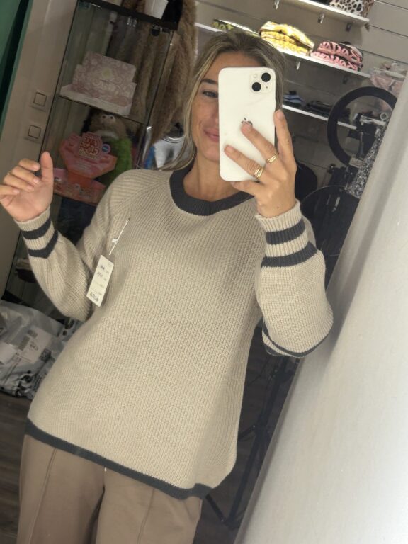 jersey beige raya manga gris